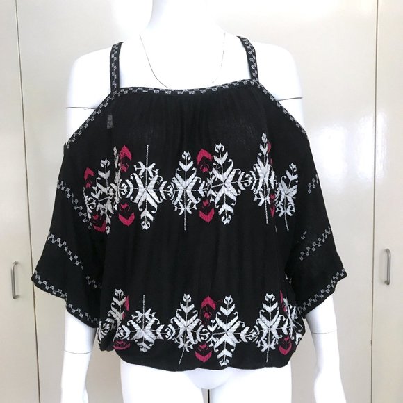 Free People Cold Shoulder Embroidered Top - Picture 4 of 11